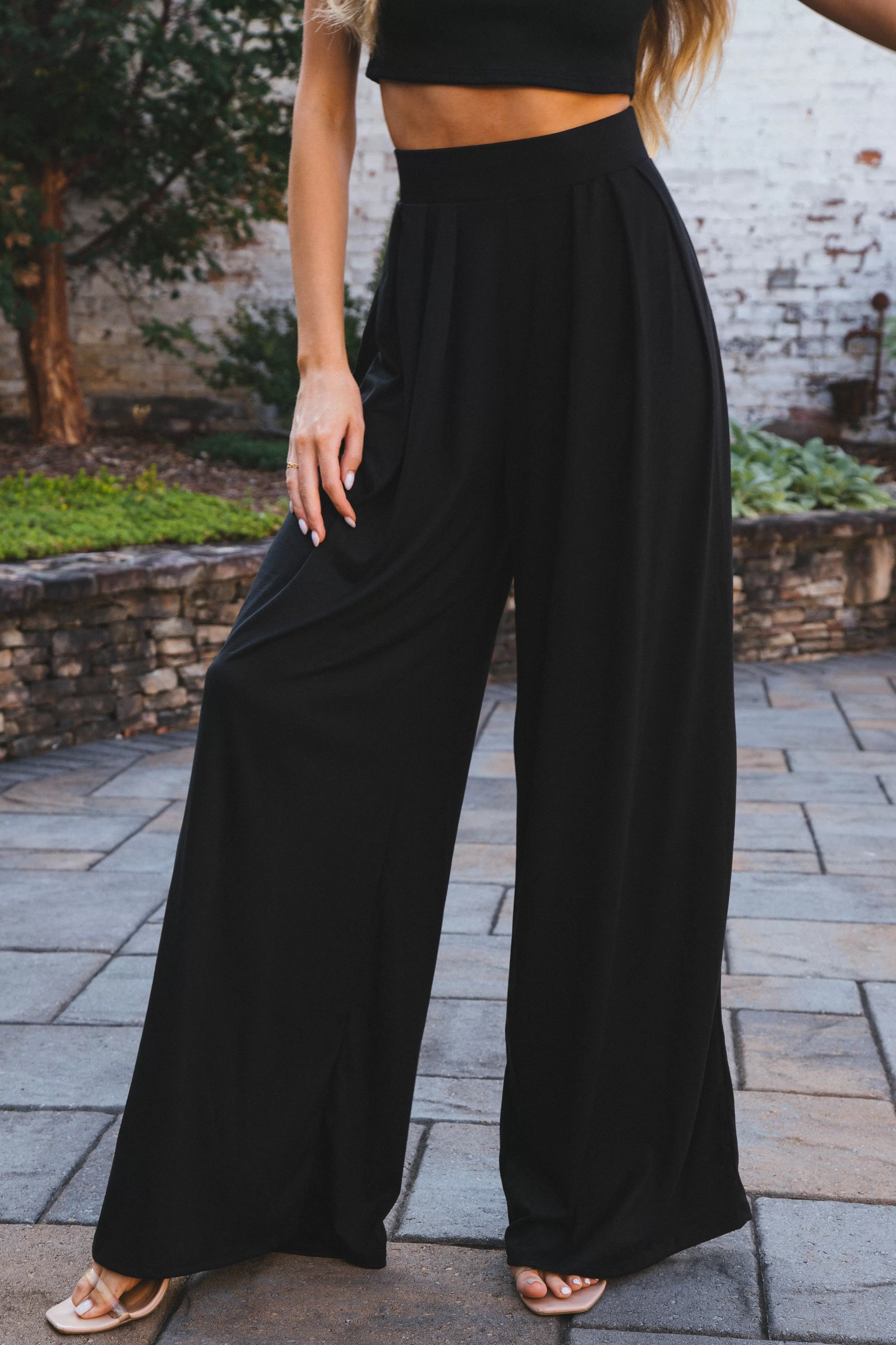 Midnight Shade Wide Leg Pants, Black