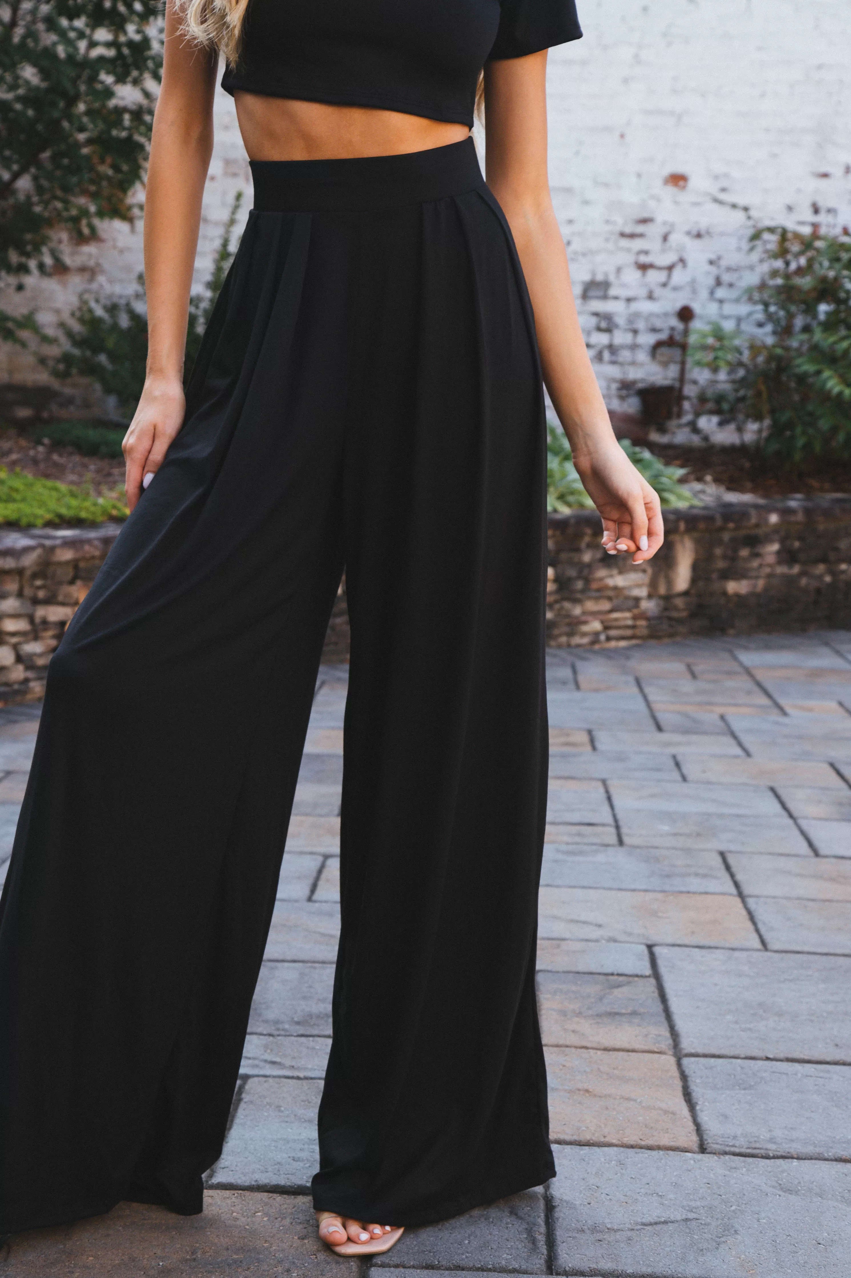 Midnight Shade Wide Leg Pants, Black