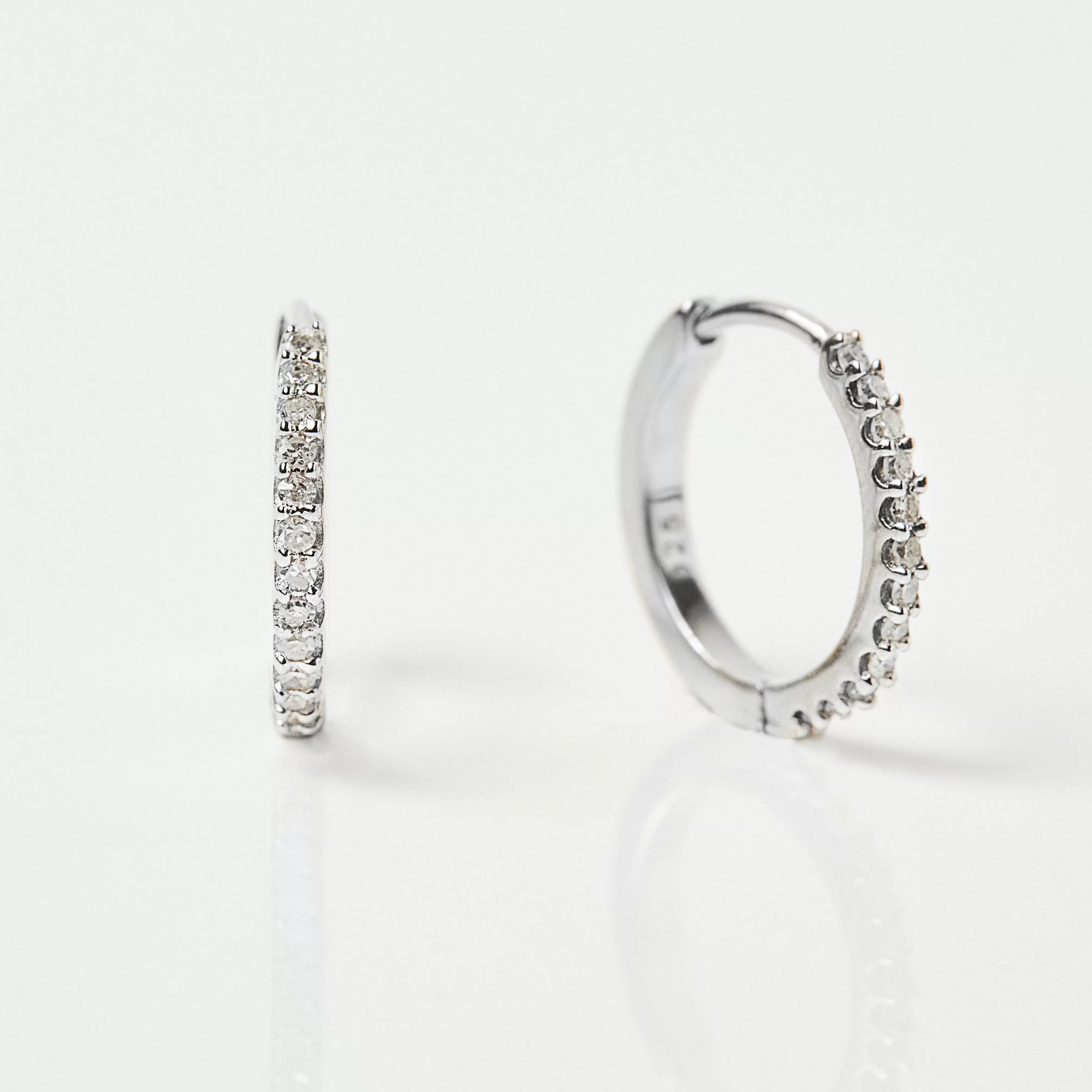 Mini Huggie Hoops in Diamond