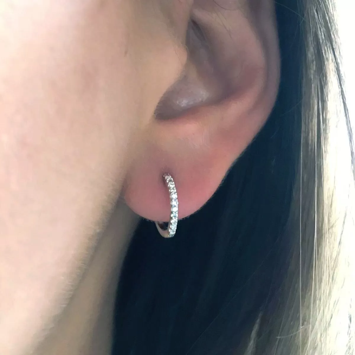 Mini Huggie Hoops in Diamond