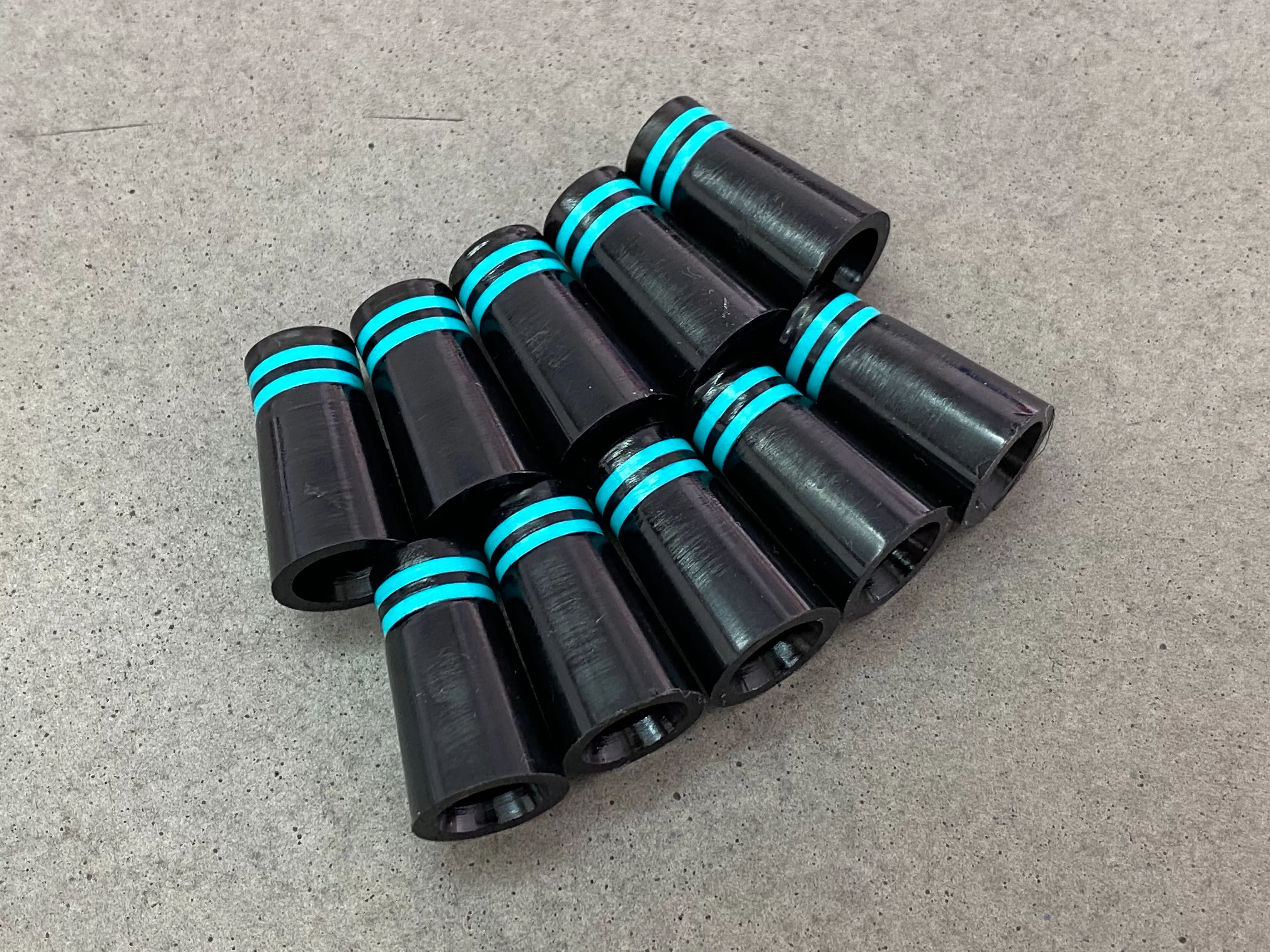 Miura Golf Baby Blade Ferrules Set of 10 Black with Tiffany Blue Stripes