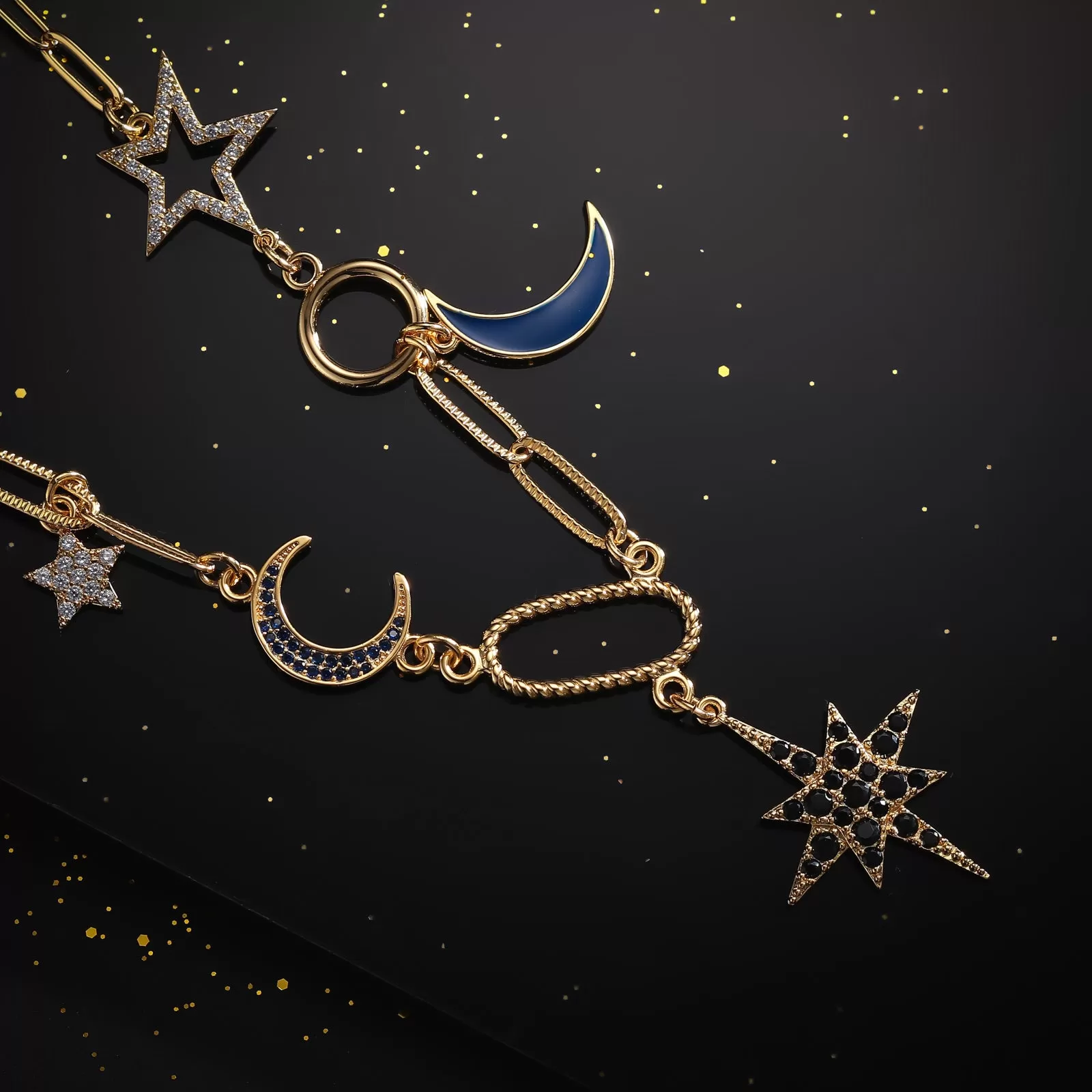 Moon Star Diamond Necklace