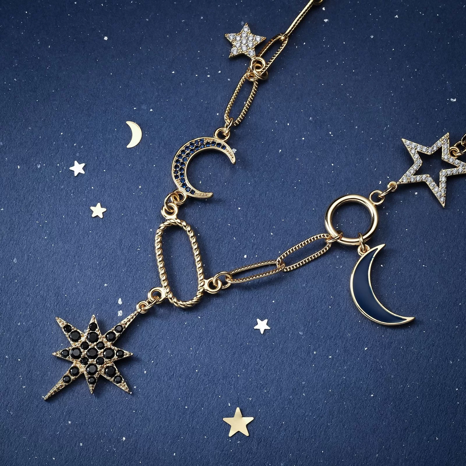 Moon Star Diamond Necklace