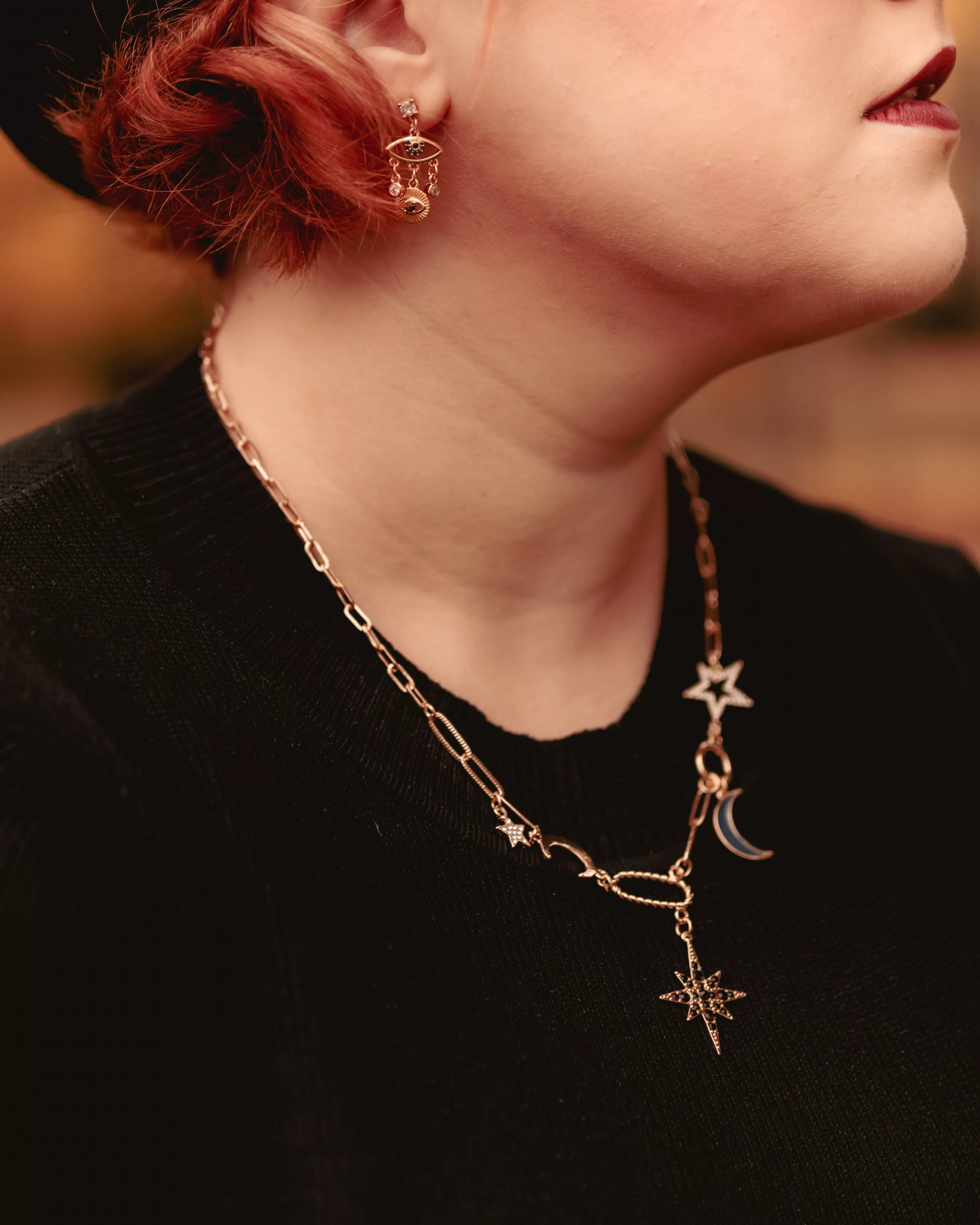 Moon Star Diamond Necklace