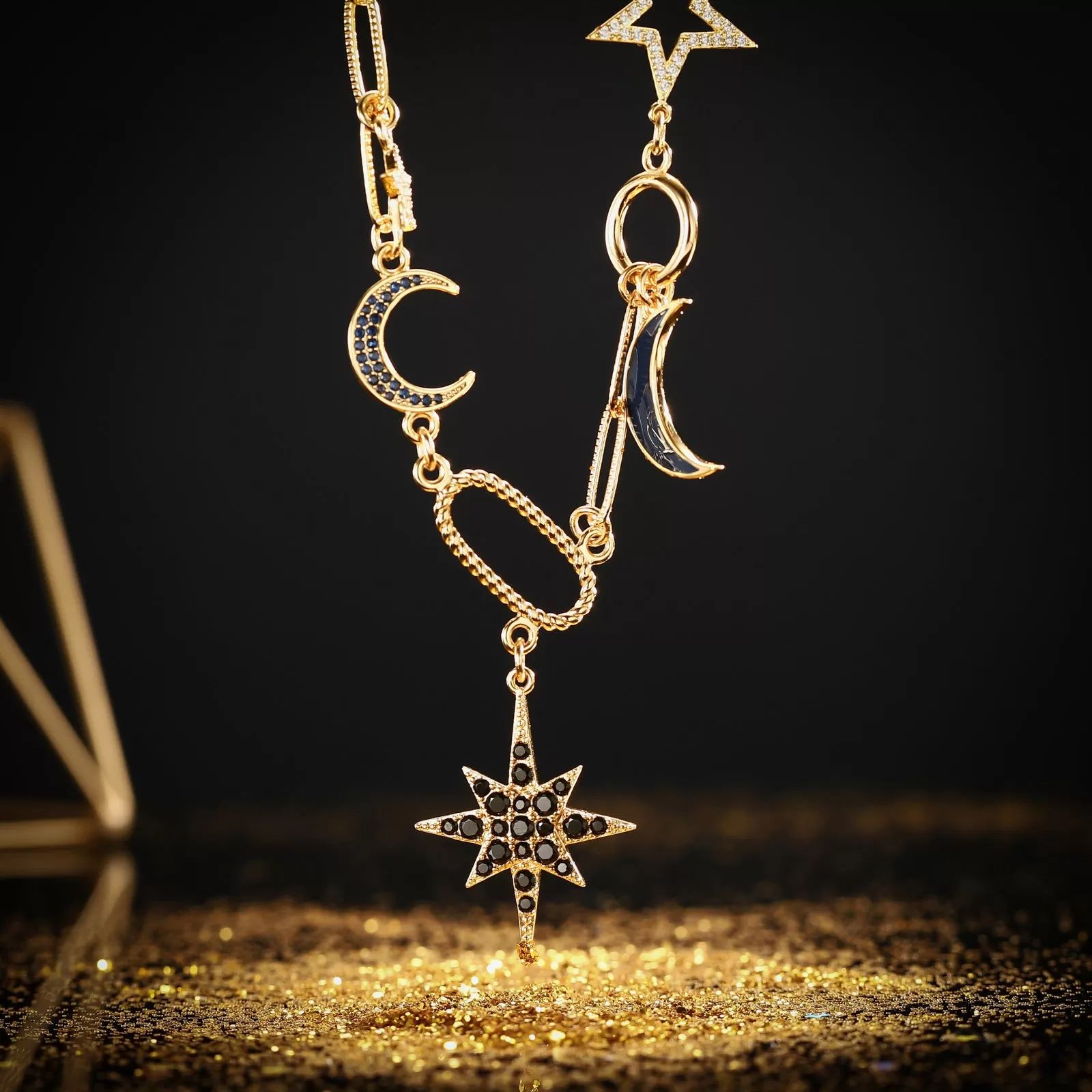 Moon Star Diamond Necklace