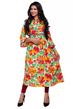 Multicolored Floral Printed Cotton Kurti