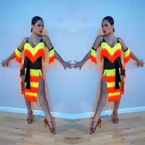 New Multicolor Fringe Sponsored Latin Dress