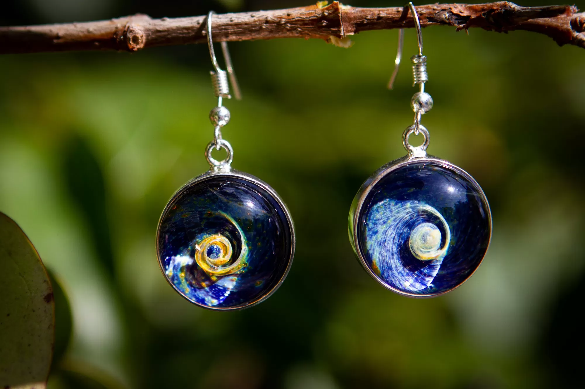 Night Swirl Earrings with Cremains