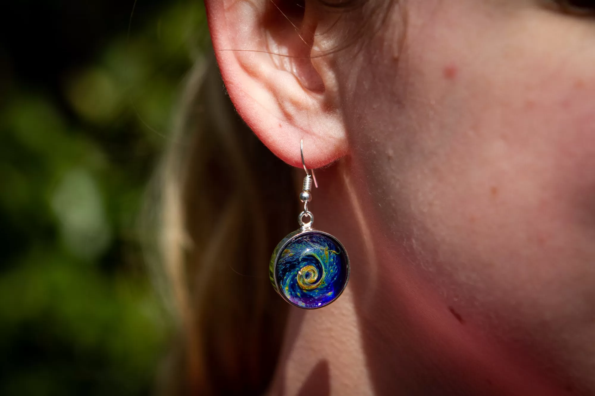 Night Swirl Earrings with Cremains