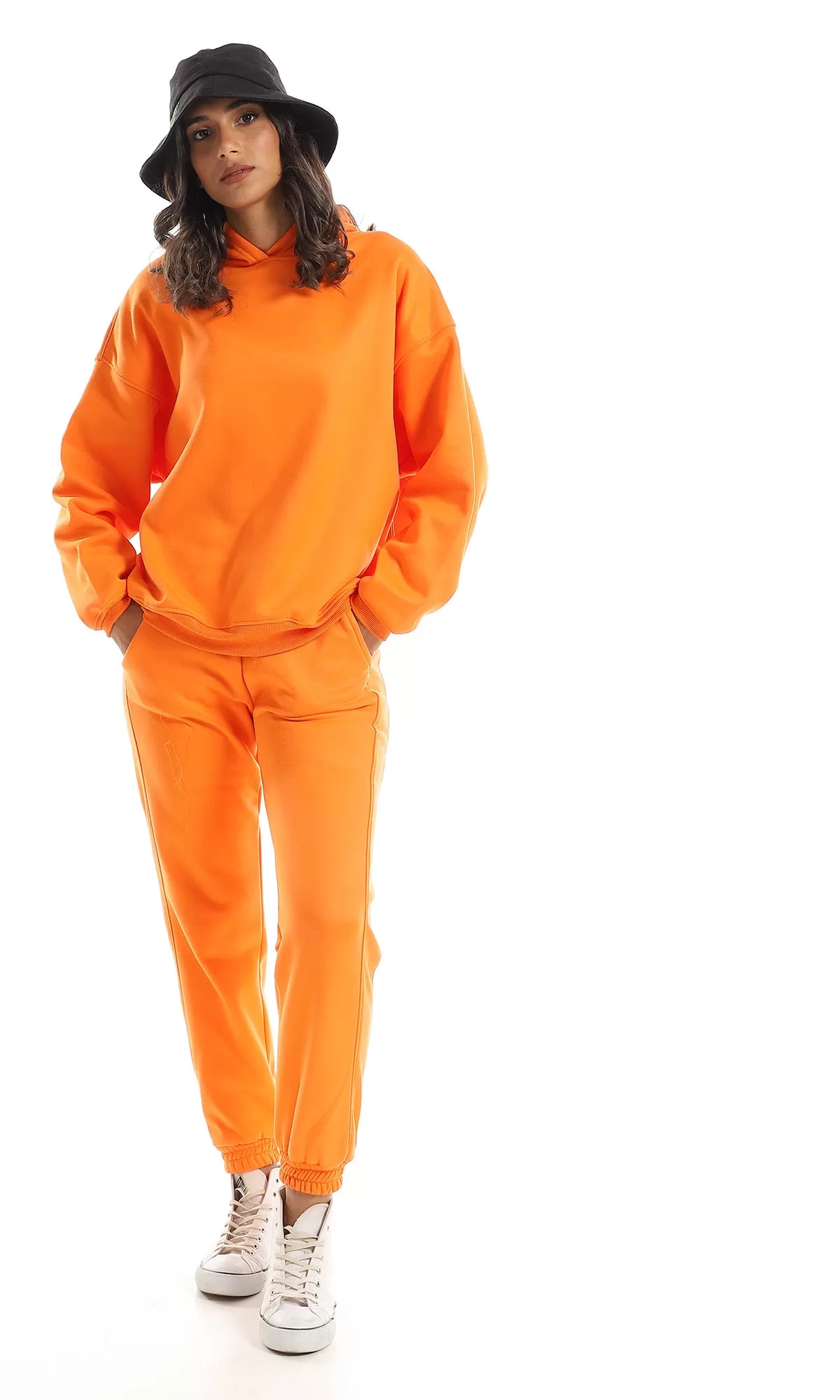 O156651 Internal Fleece & Elastic Hem Orange Jogger