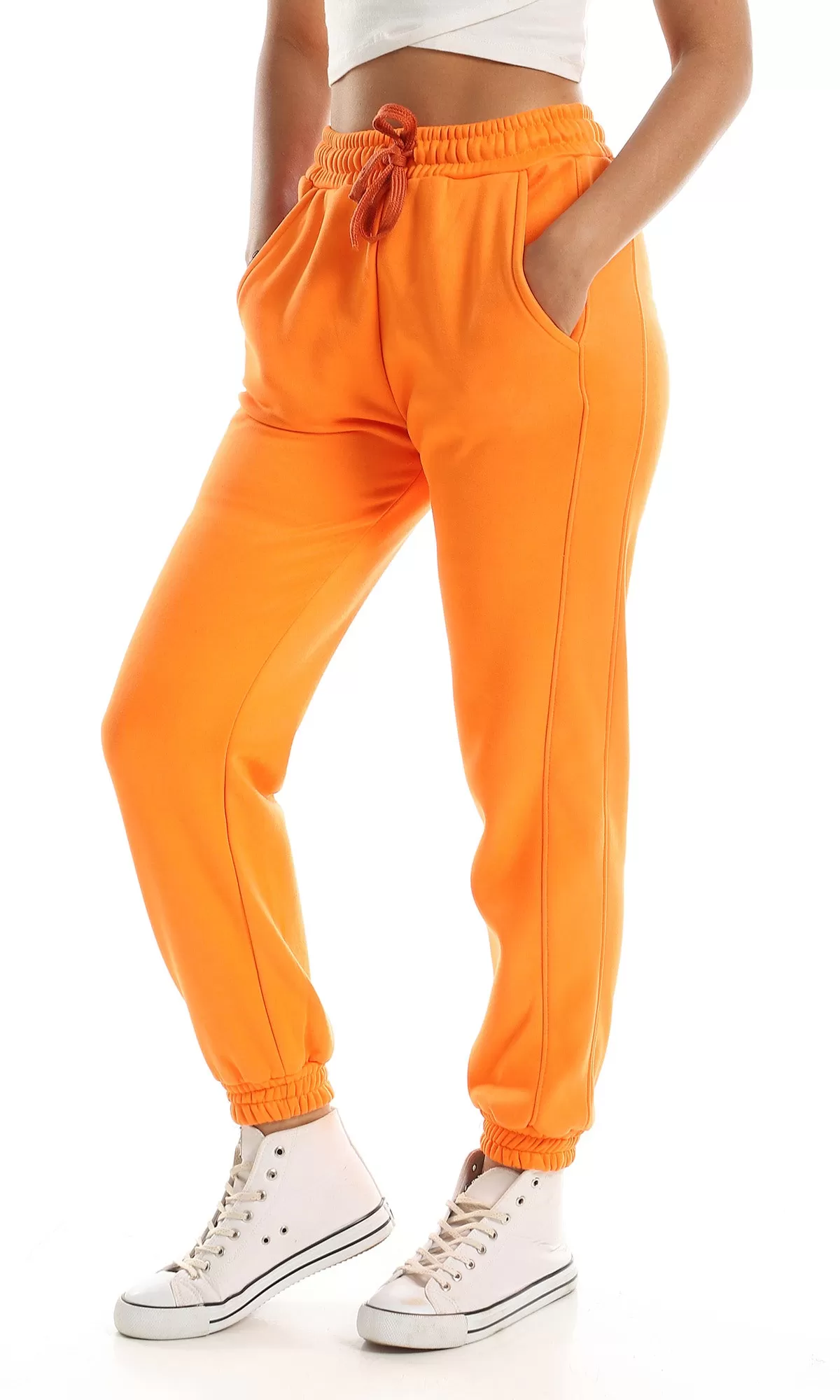 O156651 Internal Fleece & Elastic Hem Orange Jogger