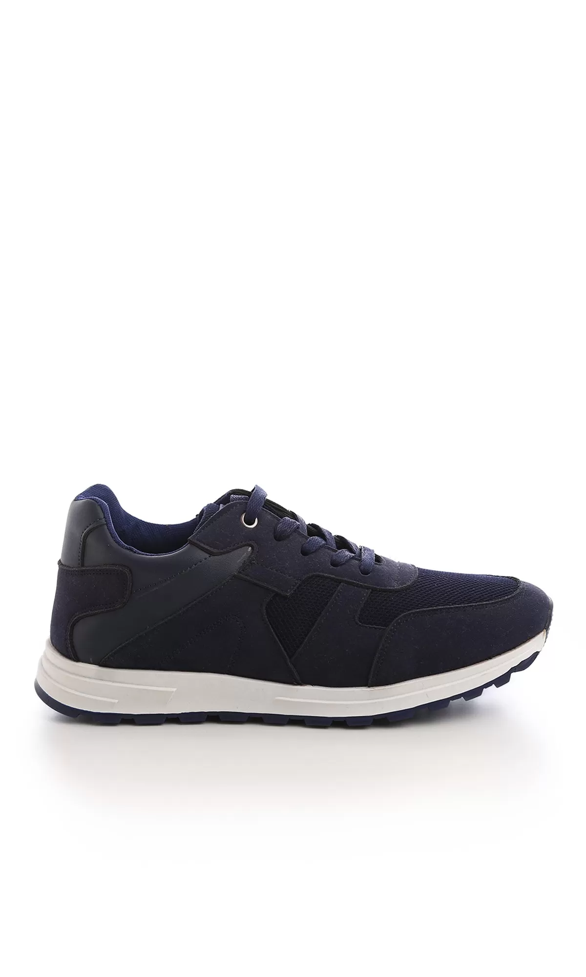 O171186 Oval Toe Navy Blue Leather Casual Shoes