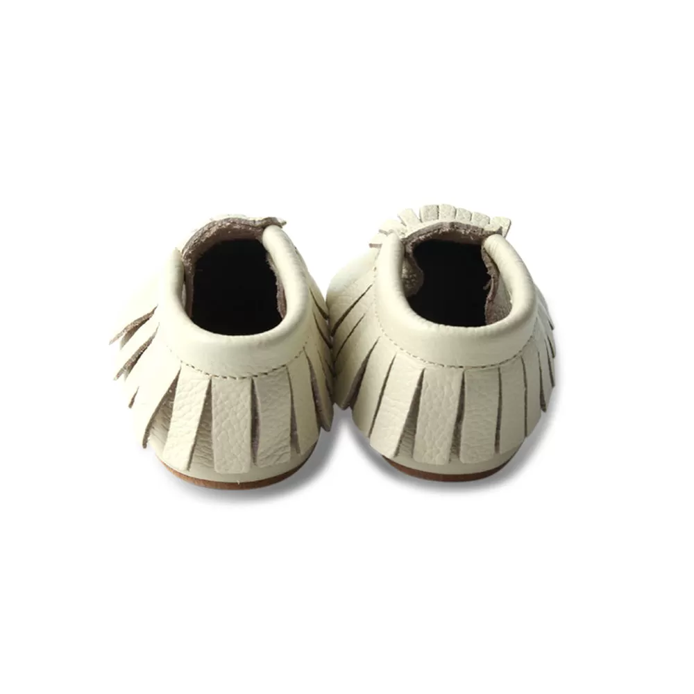 Oatmeal Cookie Baby Fringed Moccasin Shoe