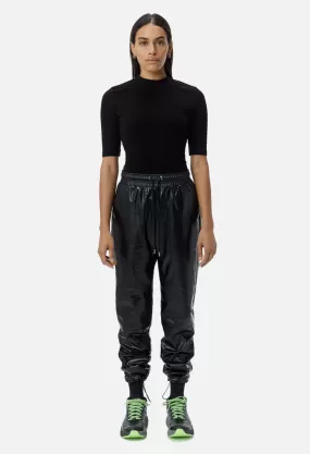 Oversized Leather Track Pants / Black