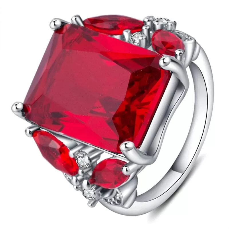 Party Jewelry Ruby Stone Ring - 925 Sterling Silver