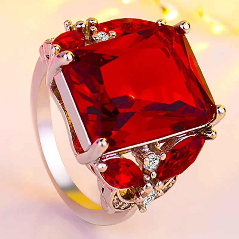 Party Jewelry Ruby Stone Ring - 925 Sterling Silver