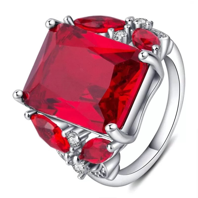 Party Jewelry Ruby Stone Ring - 925 Sterling Silver