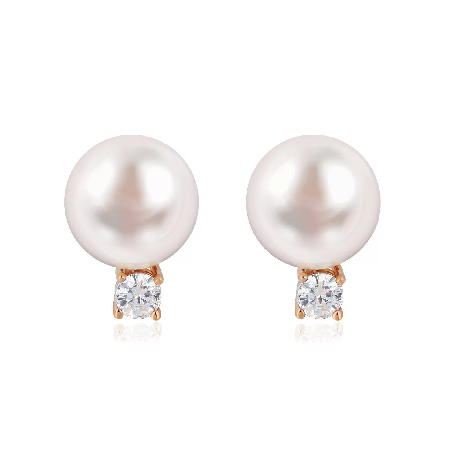 Pearls Diamond Stud Earrings for Women KRKC