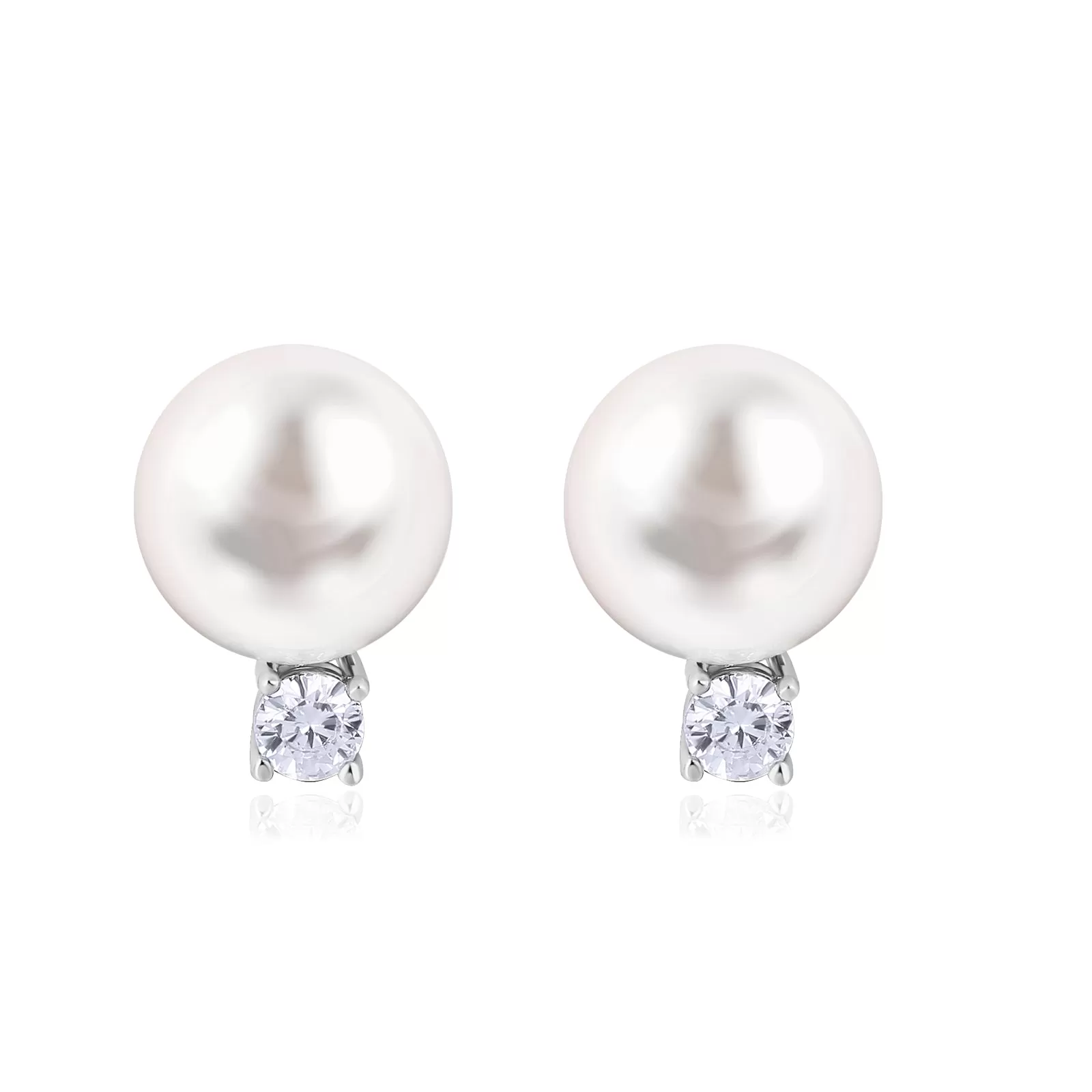 Pearls Diamond Stud Earrings for Women KRKC