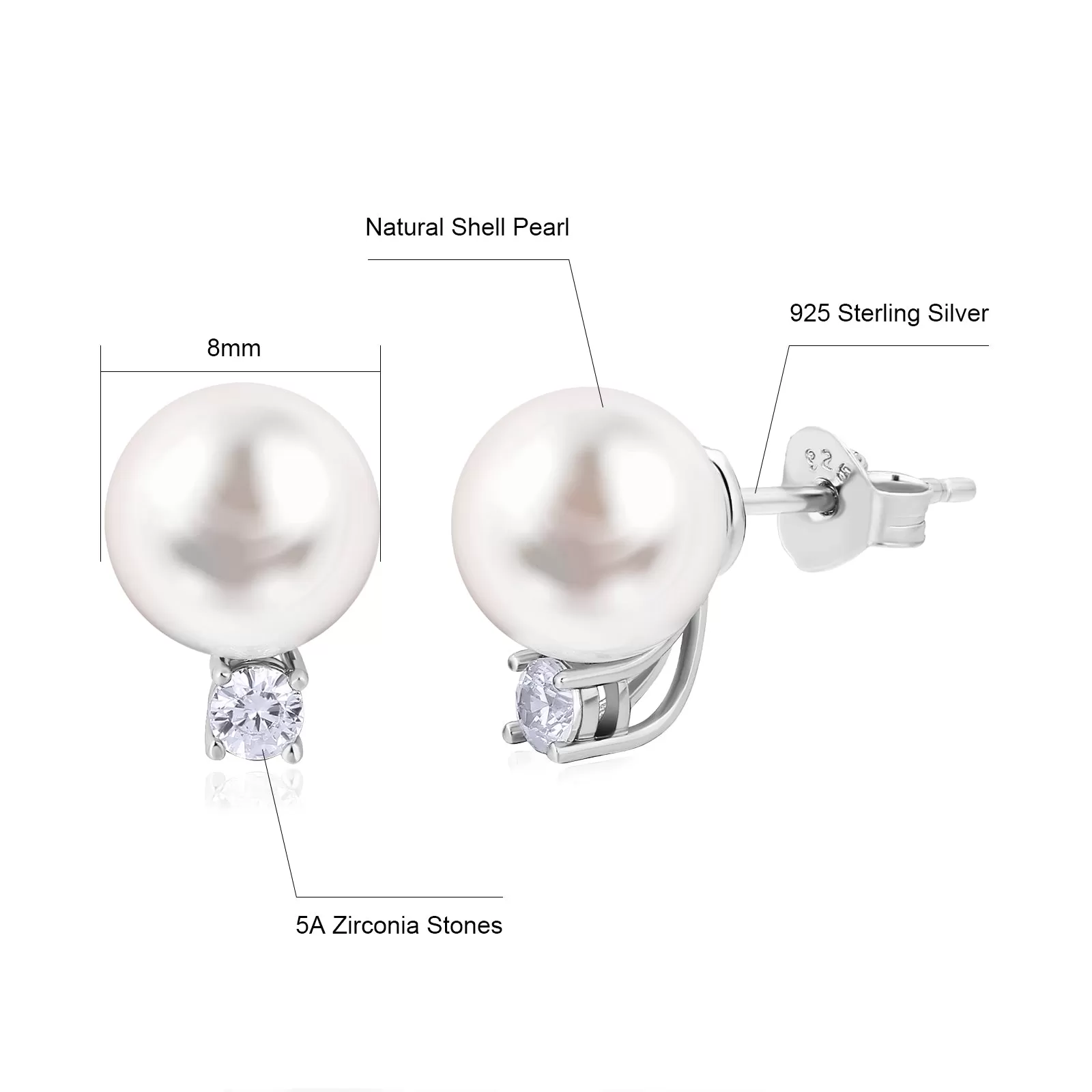 Pearls Diamond Stud Earrings for Women KRKC