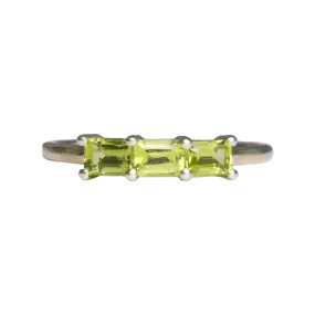 Peridot Faceted 3 Stone Ring