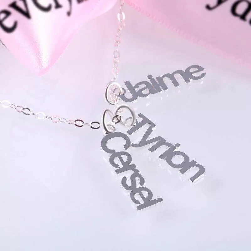 Personalized Family Names Necklace Sterling Silver Pendant