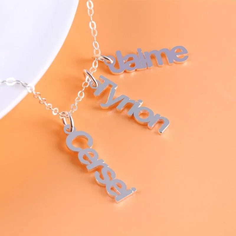 Personalized Family Names Necklace Sterling Silver Pendant