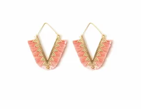 Pink Pointed Fringe Earring