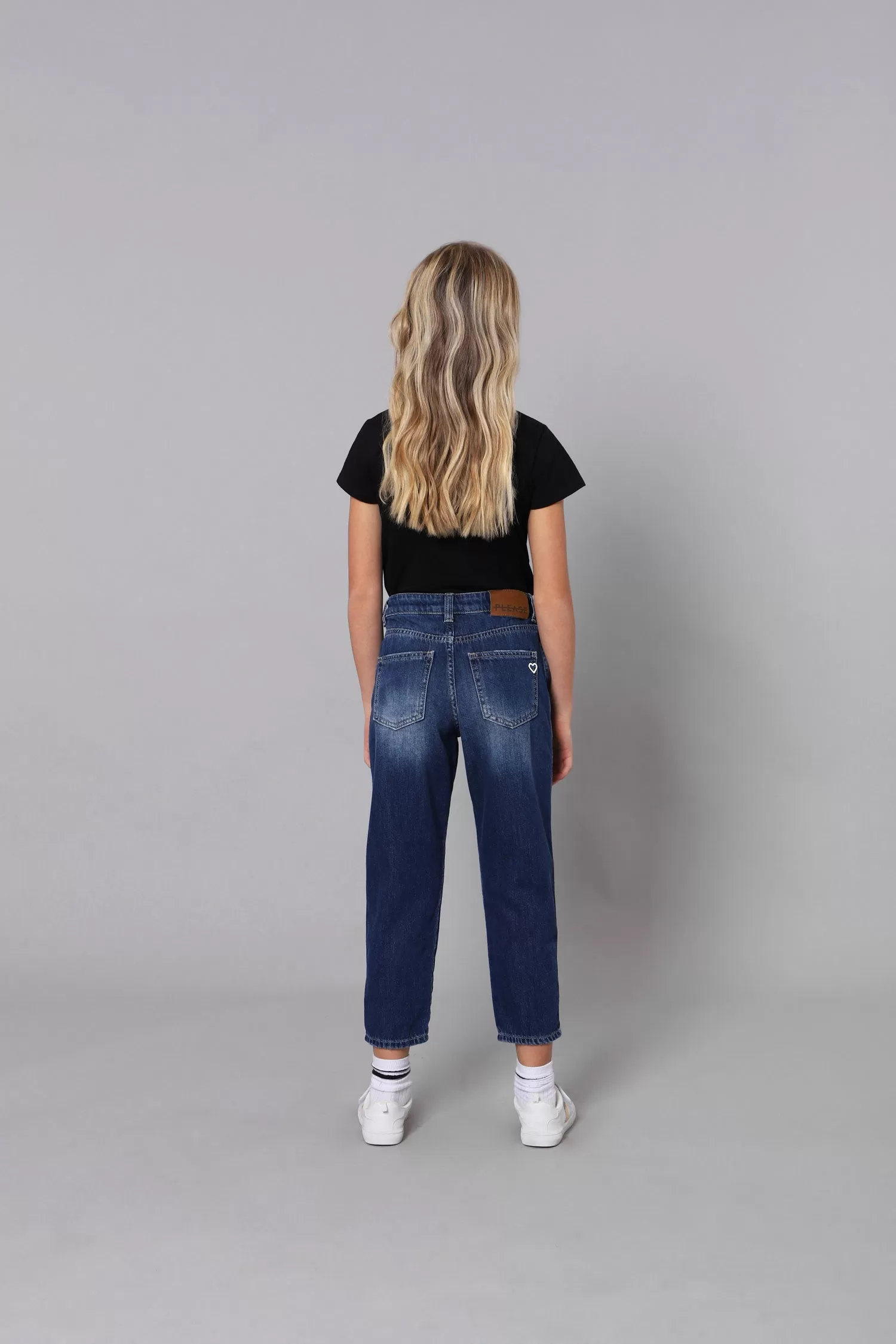 Please Mom-Fit Denim Trousers with Délavé effect PHG4F98G31 1670 blue denim