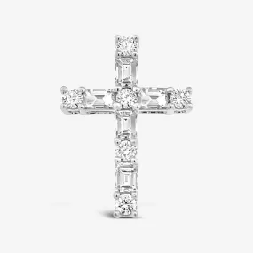 Prong Set Round & Baguette 0.70CT Diamond Cross Necklace