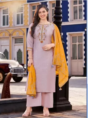 Radiant Champagne Pink Color Designer Kurti Suits With Bottom And Fancy Dupatta