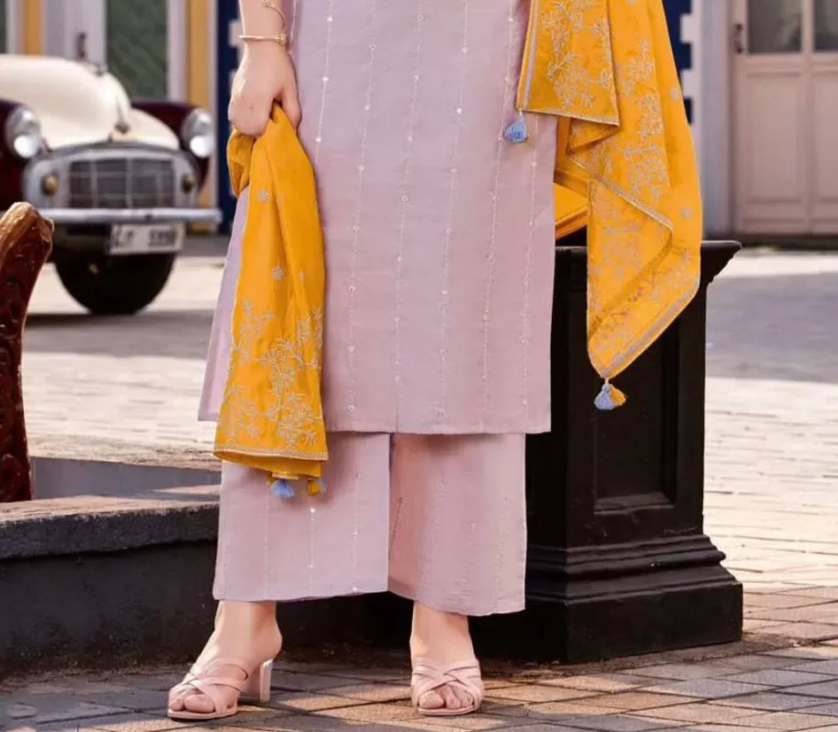 Radiant Champagne Pink Color Designer Kurti Suits With Bottom And Fancy Dupatta