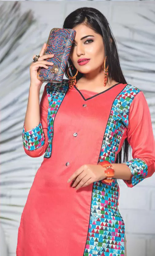 Radiant Pink Color Silk Cotton Kurti