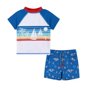 Raglan Rashguard and Boardshort Set | Sailboat Graphic