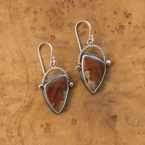 Ready to Ship - Red Creek Jasper Basket Earrings - .925 Sterling Silver Ring - Silversmith - Jasper Drop Earrings