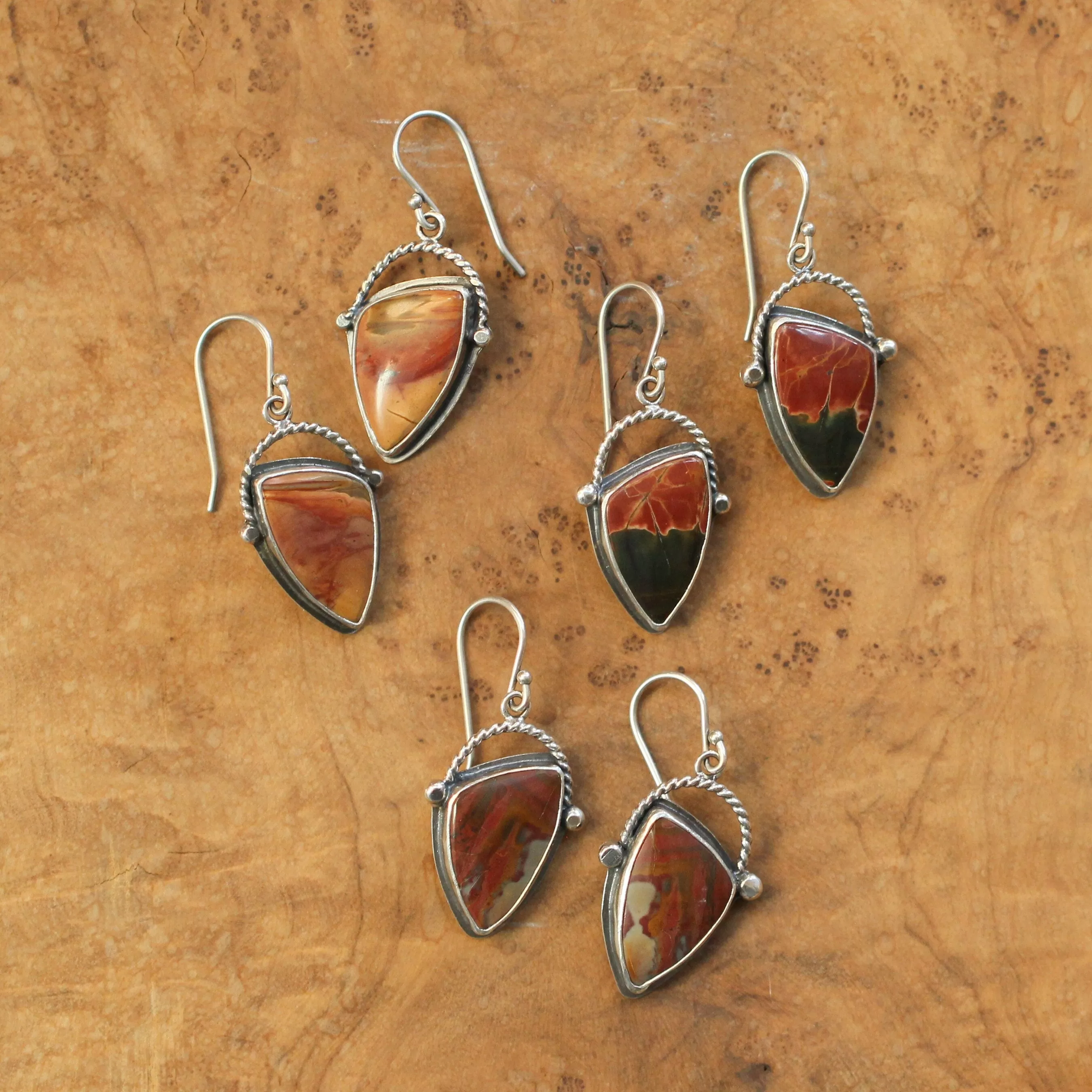 Ready to Ship - Red Creek Jasper Basket Earrings - .925 Sterling Silver Ring - Silversmith - Jasper Drop Earrings