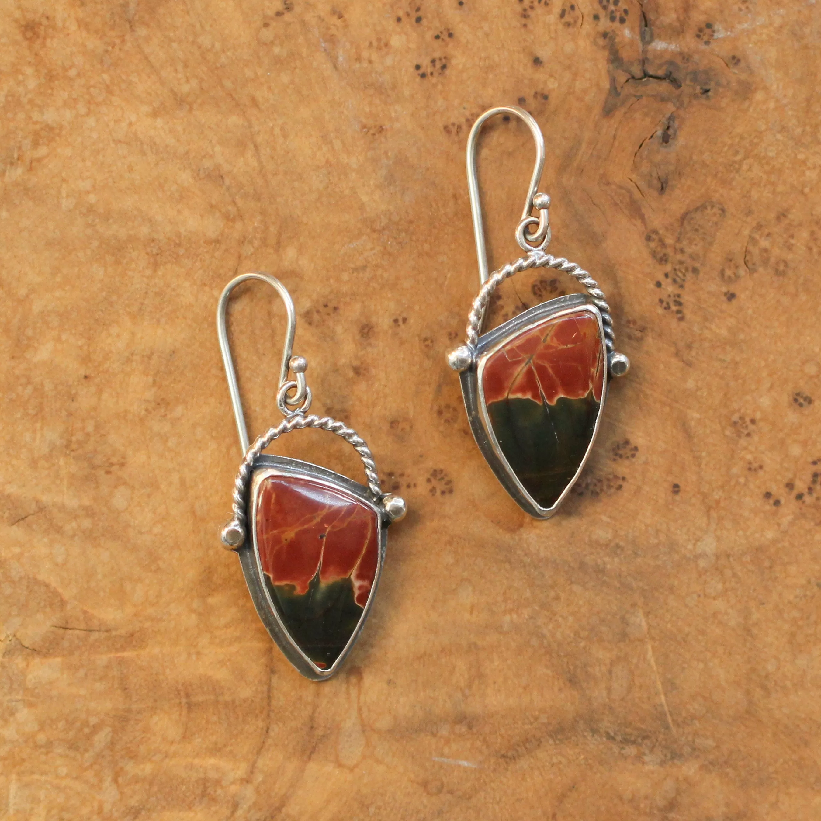 Ready to Ship - Red Creek Jasper Basket Earrings - .925 Sterling Silver Ring - Silversmith - Jasper Drop Earrings