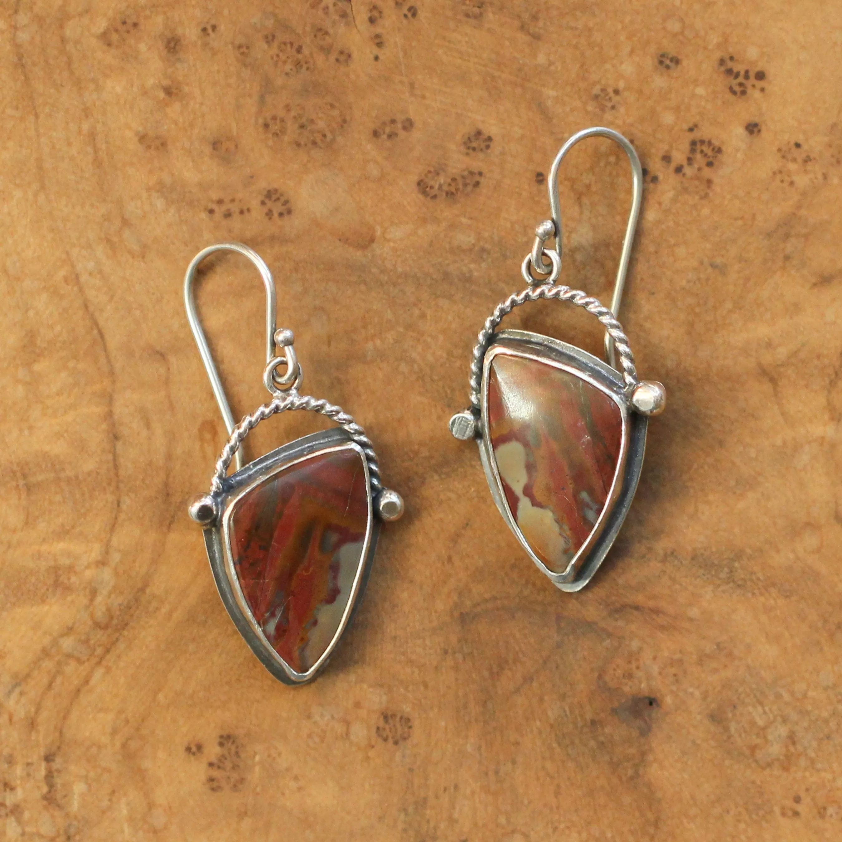 Ready to Ship - Red Creek Jasper Basket Earrings - .925 Sterling Silver Ring - Silversmith - Jasper Drop Earrings