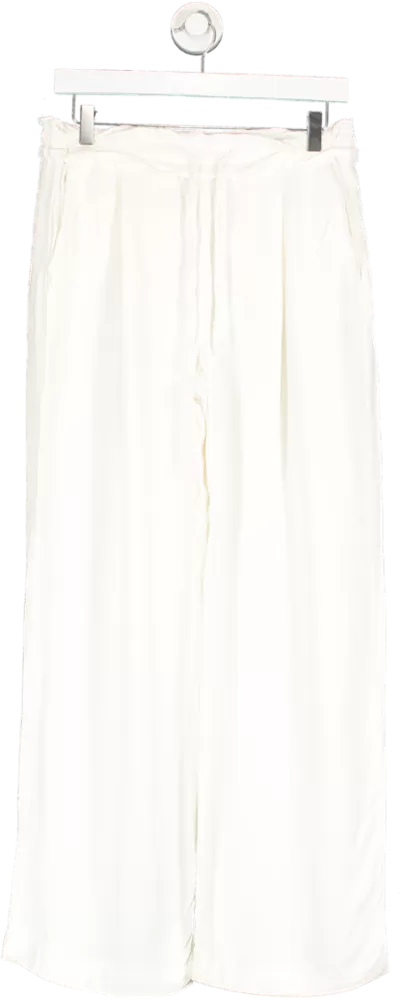 REISS White Wide Leg Pull On Trousers UK 10