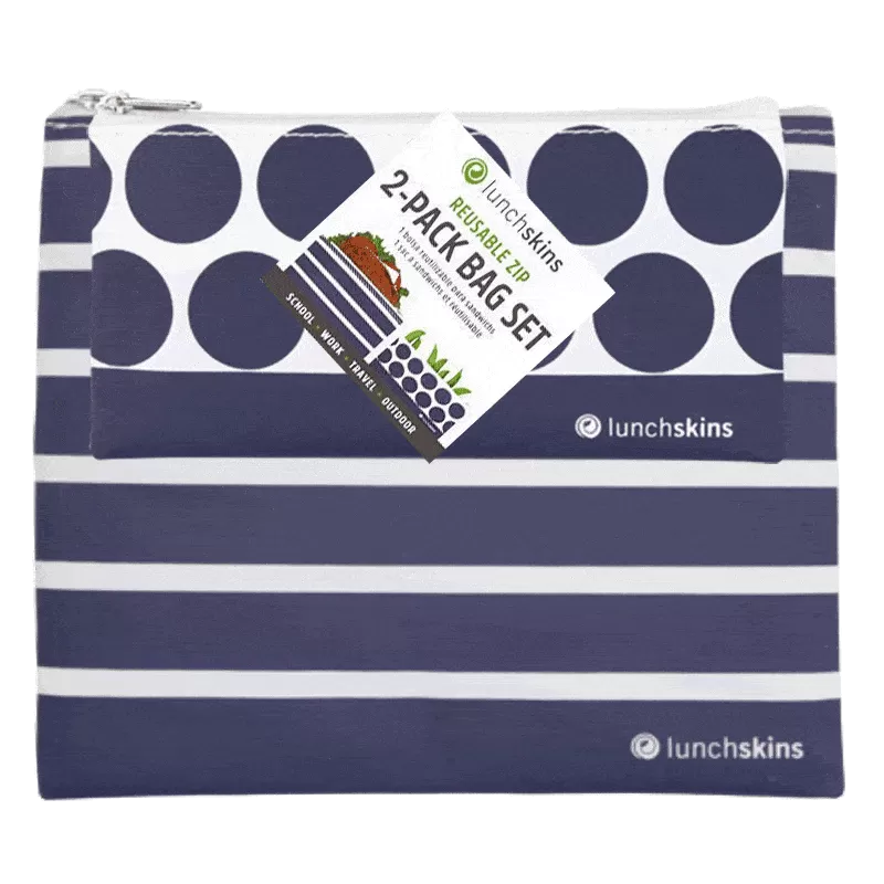 Reusable Zippered Sandwich Bag   Snack Bag 2-Pack Bundle Stripe