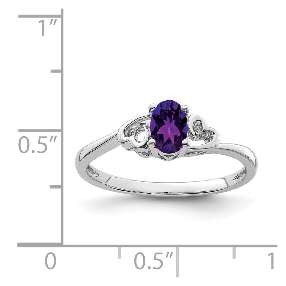 Rhodium-Plated Amethyst Ring in Sterling Silver