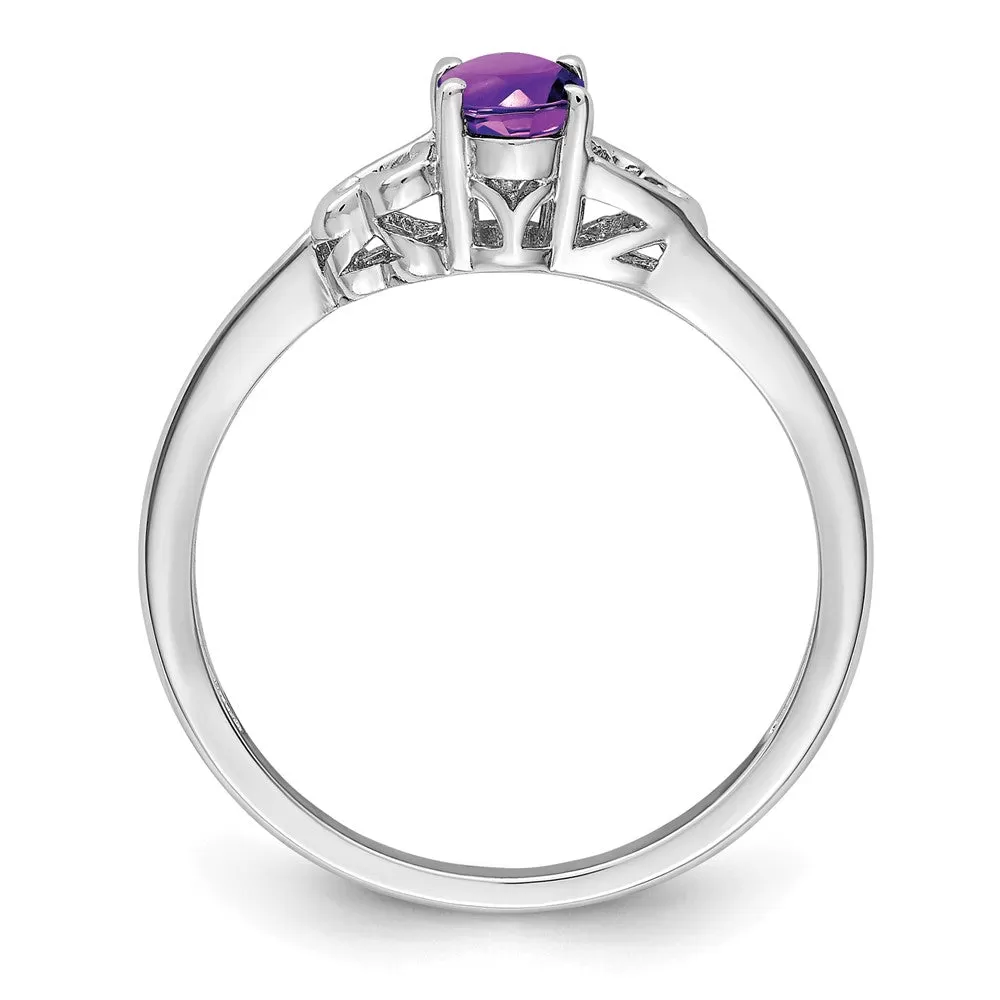 Rhodium-Plated Amethyst Ring in Sterling Silver