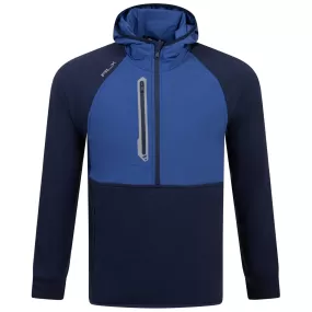 RLX Classic Fit Half Zip Cotton Knit Hooded Jacket Royal Blue - SS24