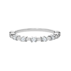 Round and Baguette Diamond Half Eternity Band