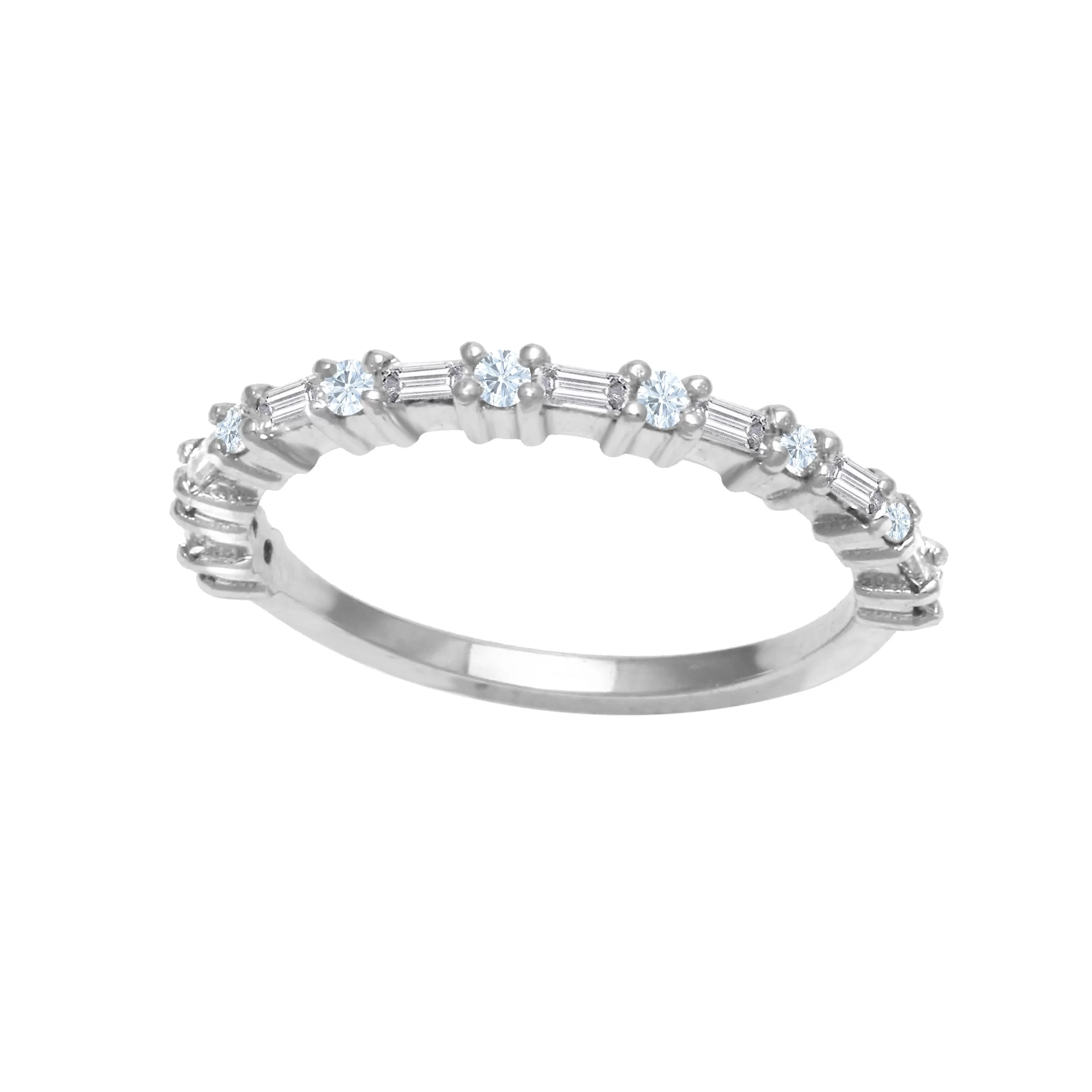 Round and Baguette Diamond Half Eternity Band