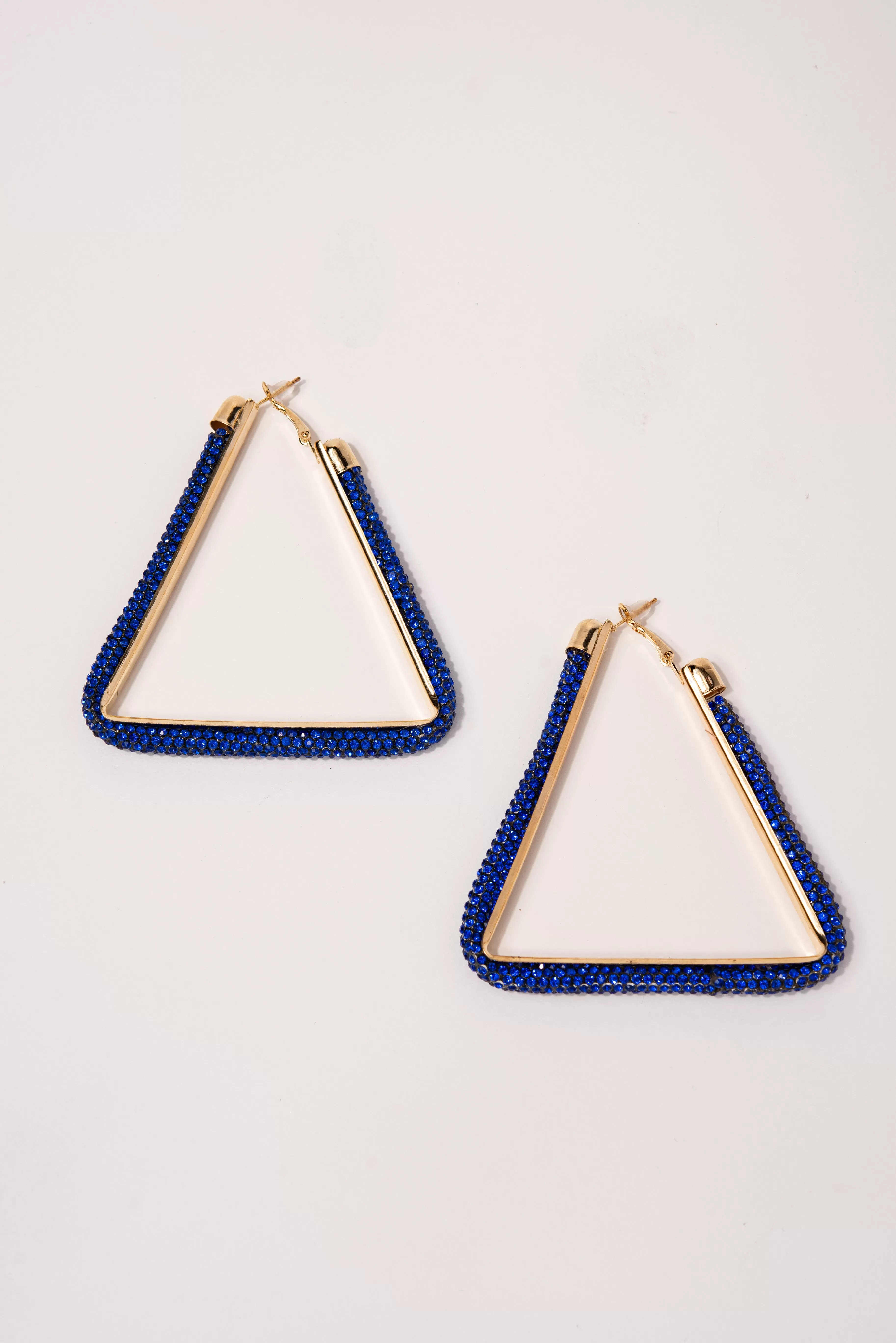 Sage Triangle Rhinestone Post Back Earrings