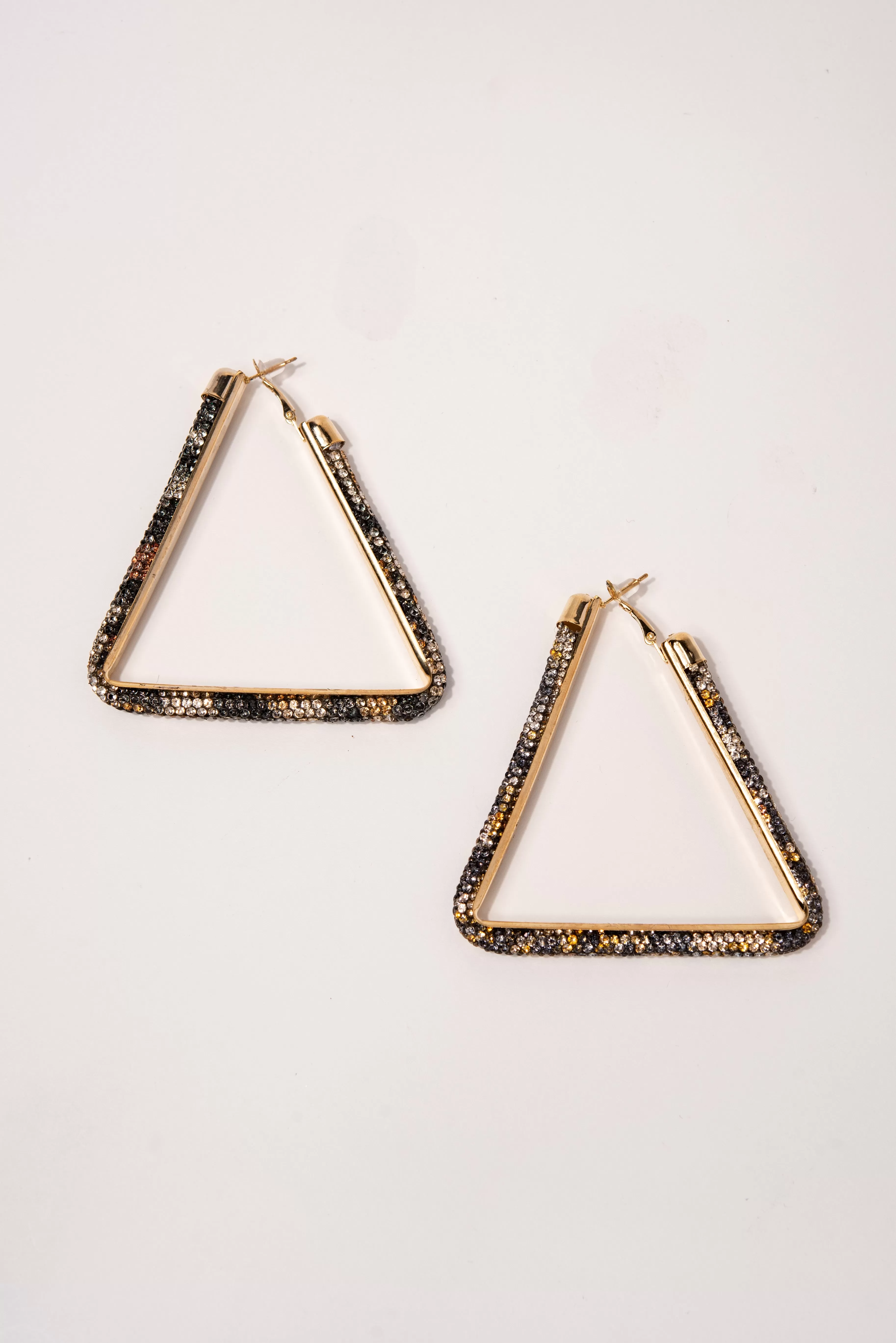 Sage Triangle Rhinestone Post Back Earrings