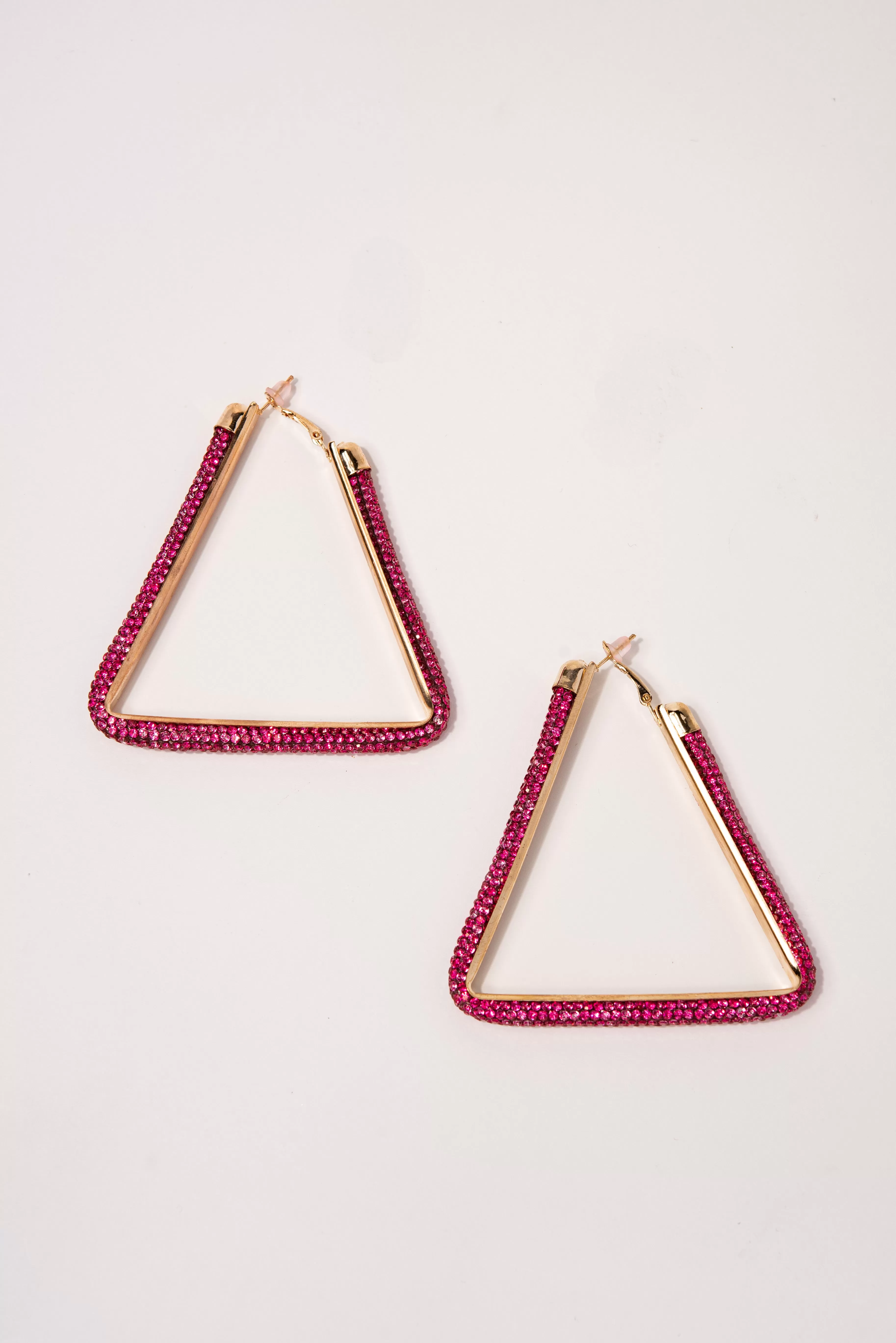 Sage Triangle Rhinestone Post Back Earrings