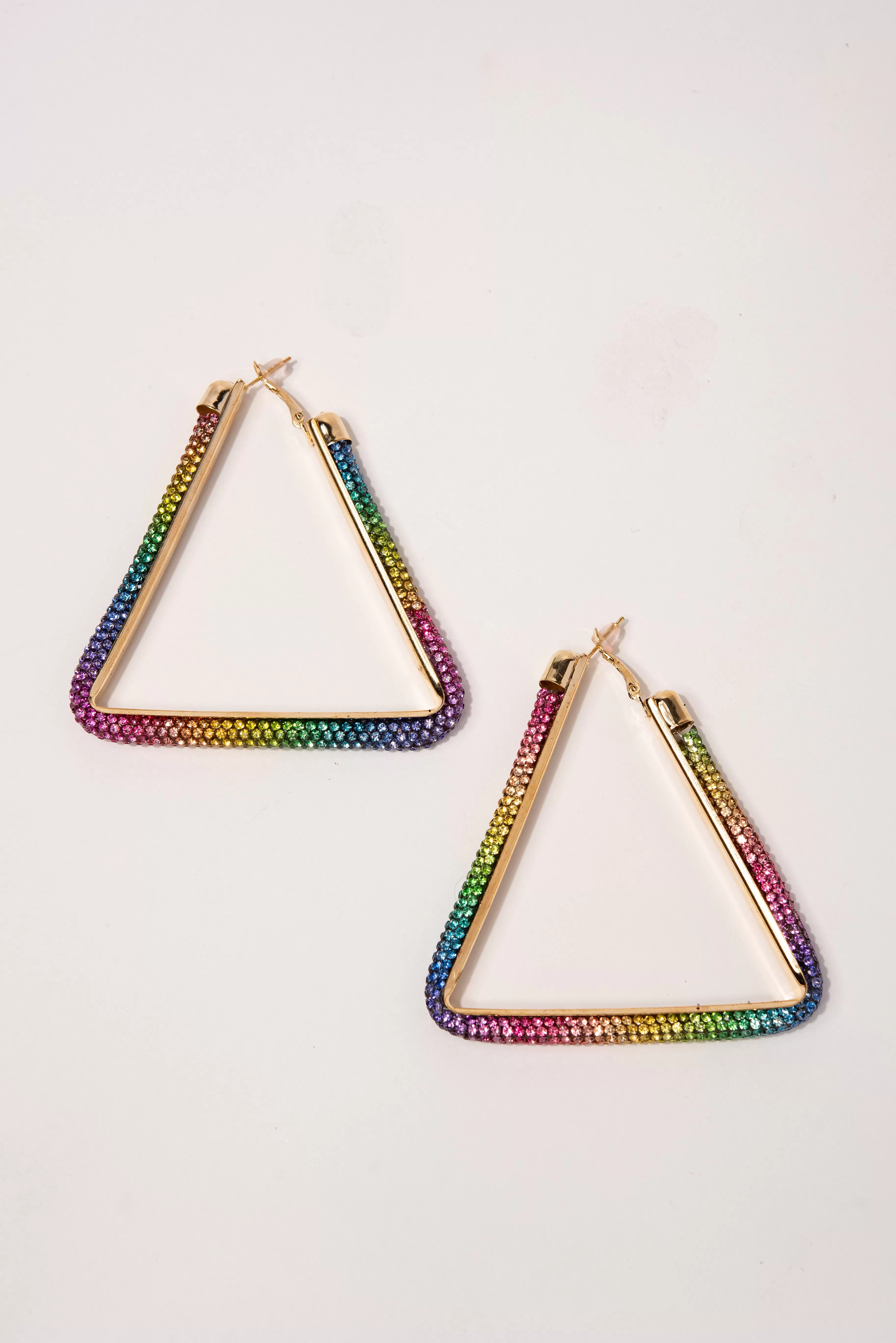 Sage Triangle Rhinestone Post Back Earrings