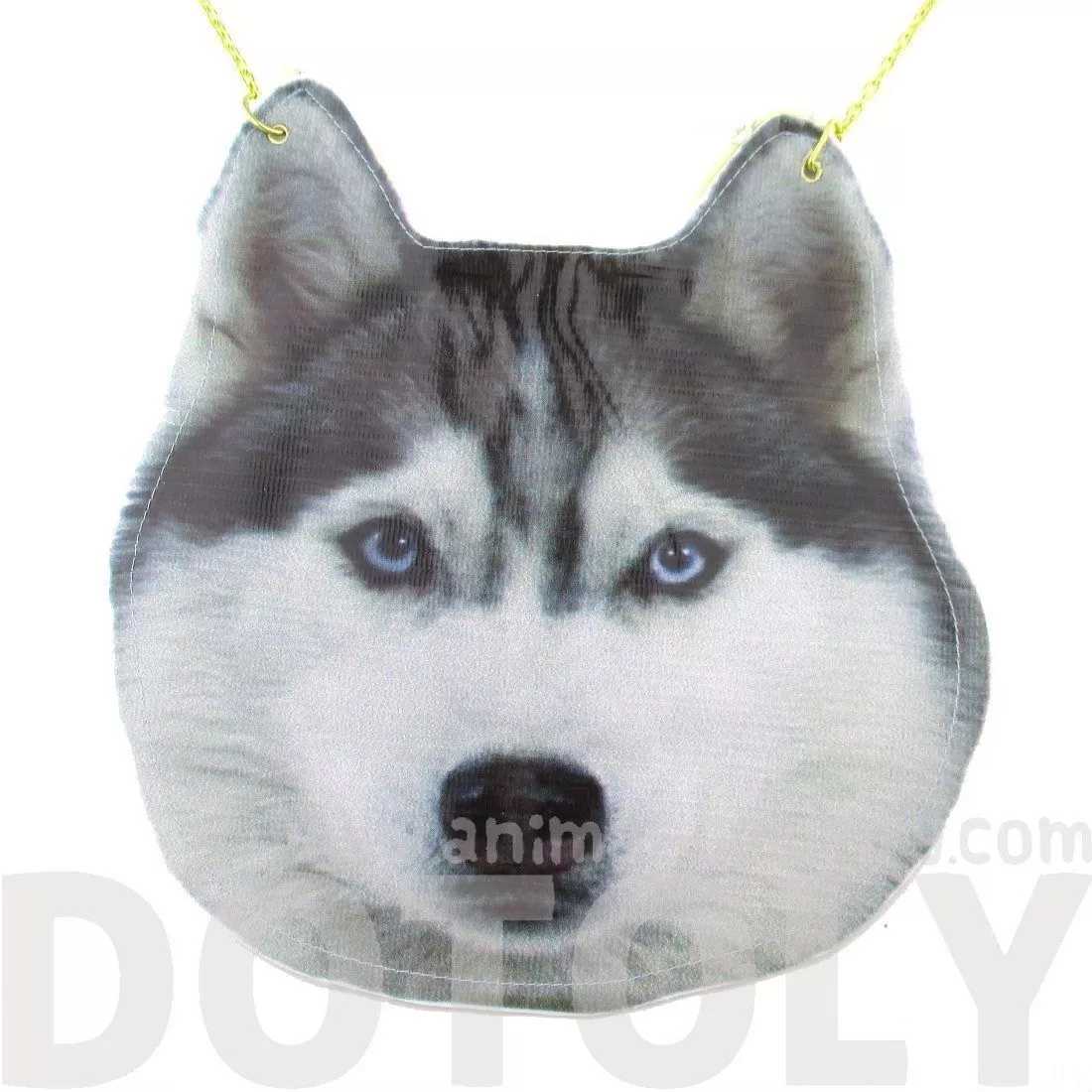 Siberian Husky Dog Face Shaped Animal Themed Vinyl Cross Shoulder Bag